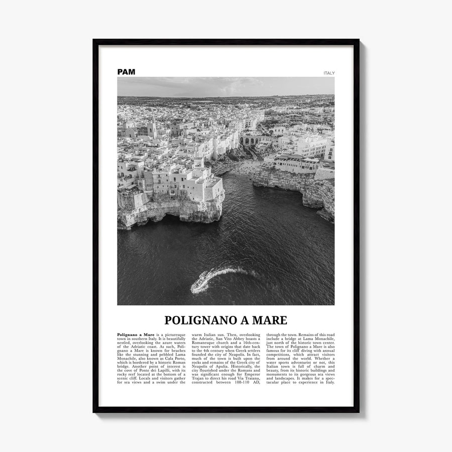 Polignano a Mare Newspaper Poster, framed poster mockup