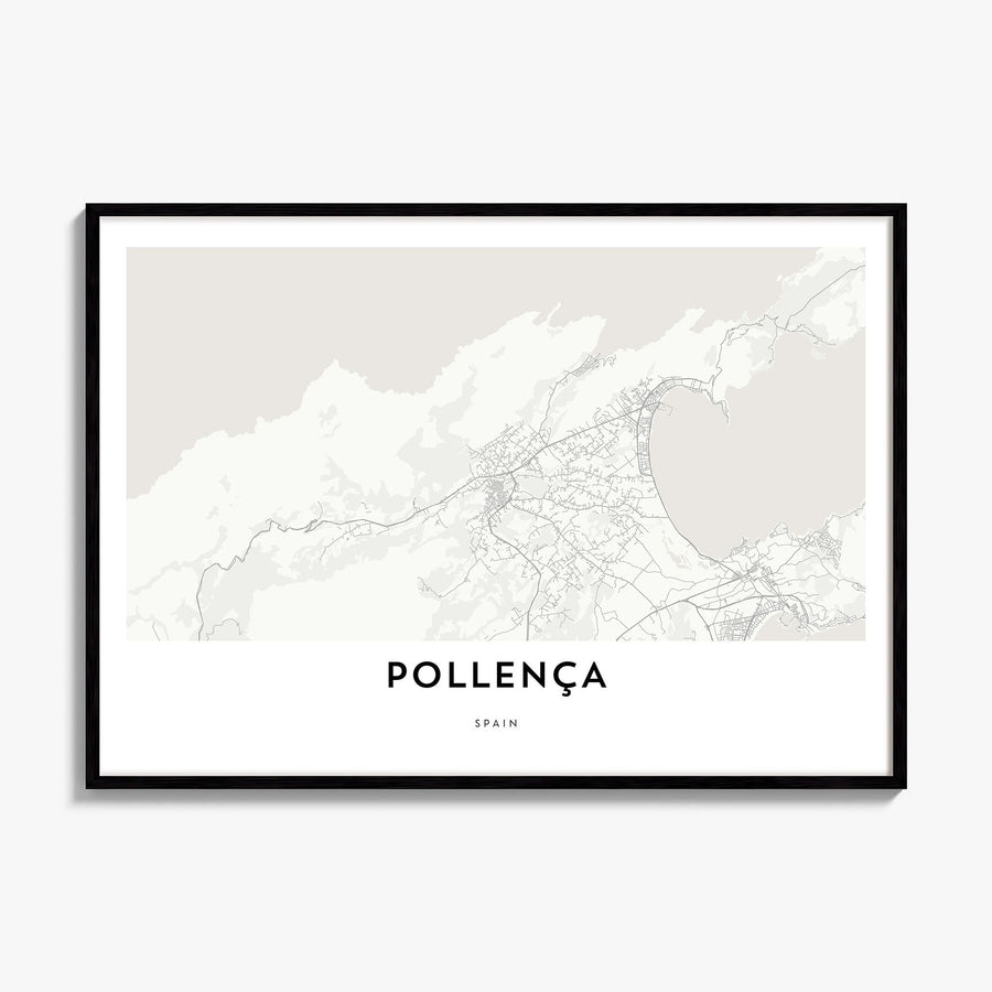 Pollença Map Poster, framed poster mockup