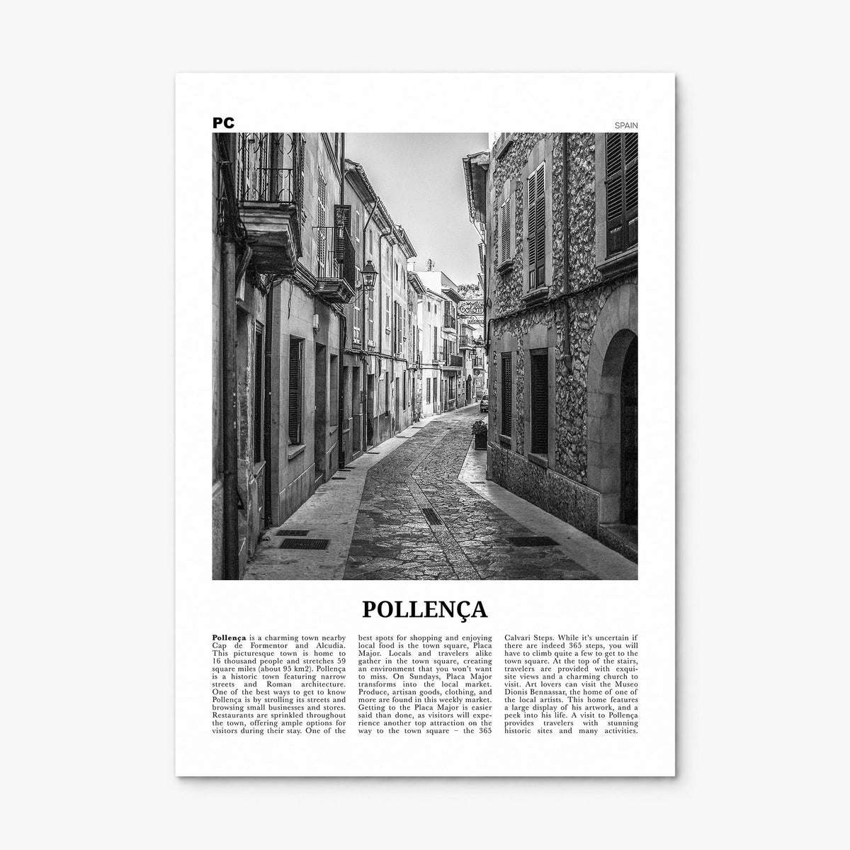 Pollença Newspaper Poster, print only (unframed)