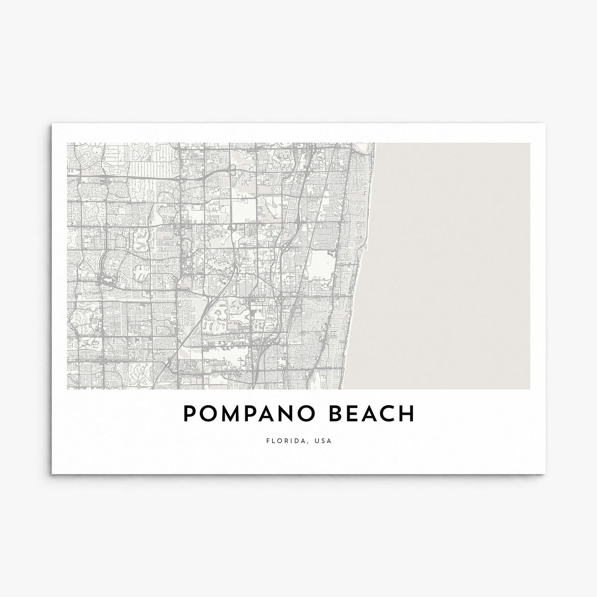 Pompano Beach Map Poster, print only (unframed)