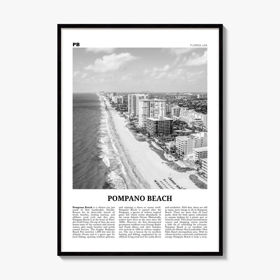 Pompano Beach Newspaper Poster, framed poster mockup