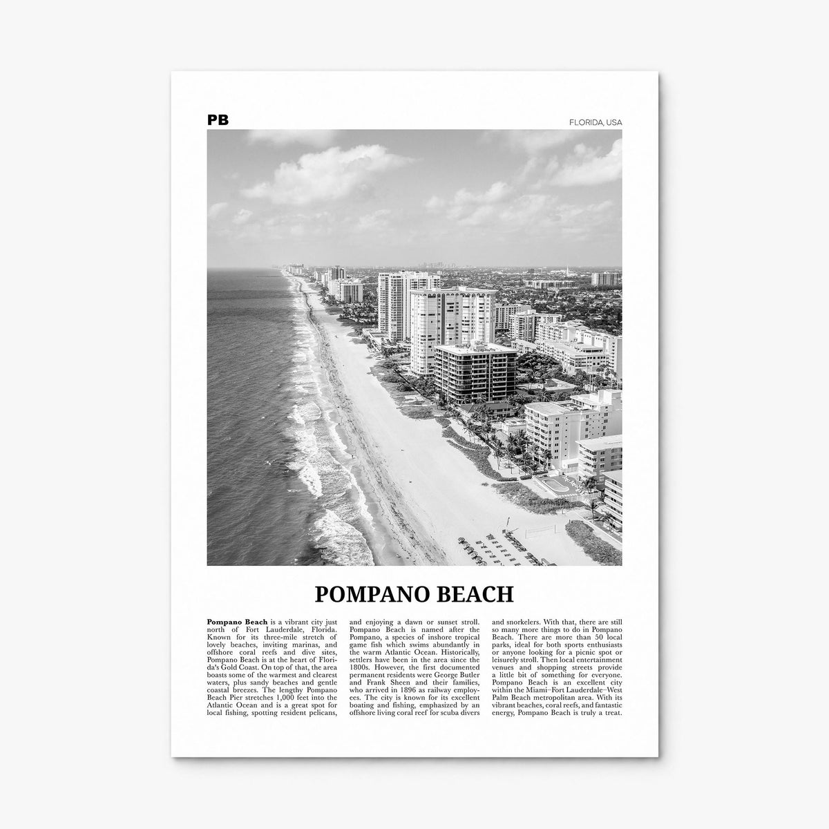 Pompano Beach Newspaper Poster, print only (unframed)