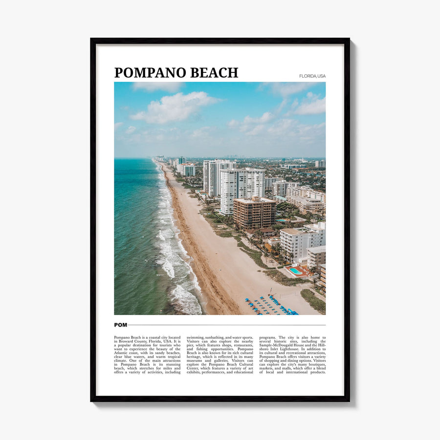 Pompano Beach Travel Poster, framed poster mockup