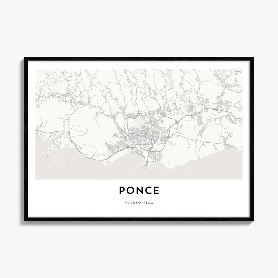 Ponce Map Poster, framed poster mockup