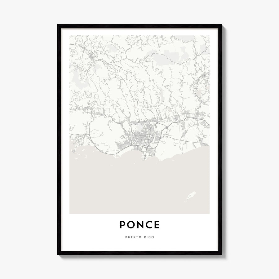 Ponce Map Poster, framed poster mockup