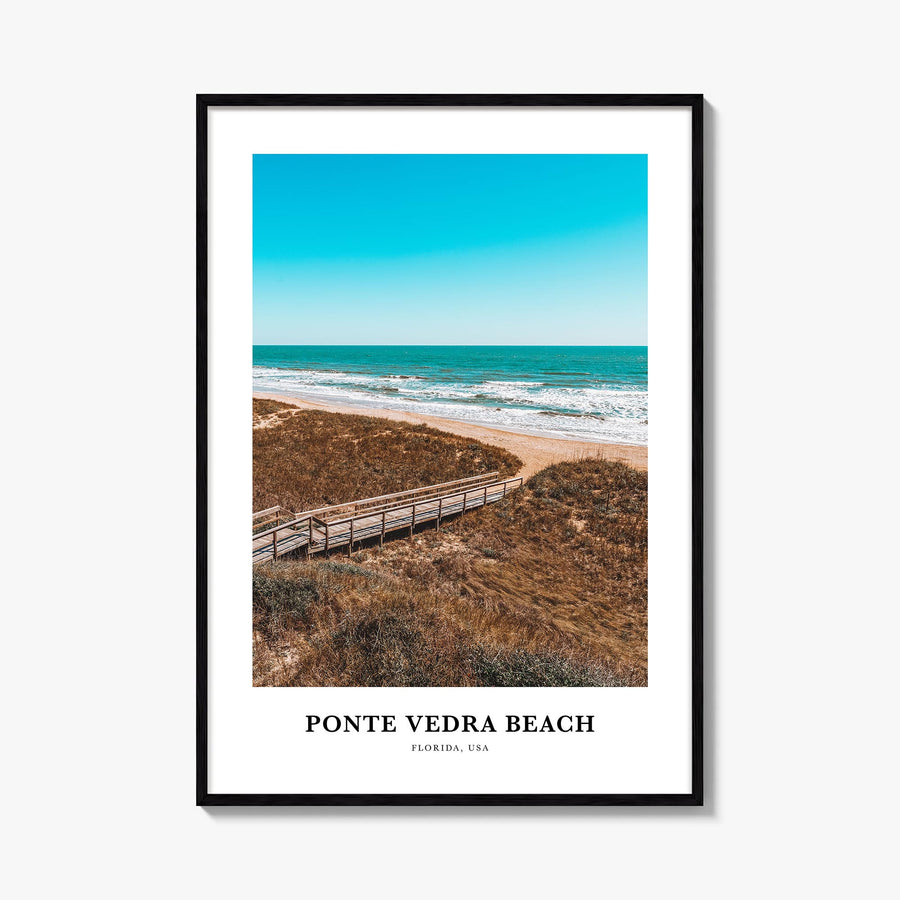 Ponte Vedra Beach colorful classic poster of Florida, USA – vertical wall art, unframed print shown in interior mockup