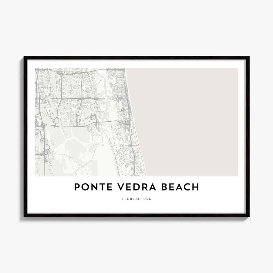 Ponte Vedra Beach Map Poster, framed poster mockup