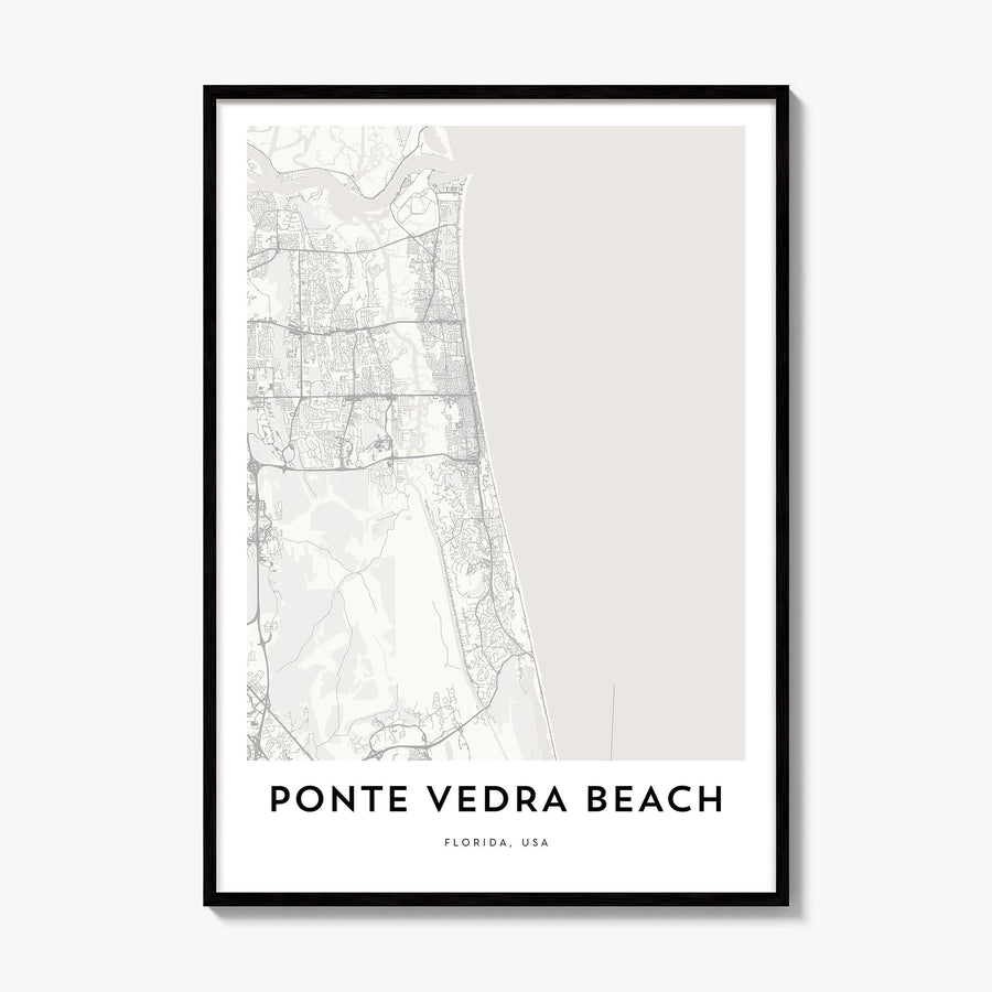 Ponte Vedra Beach Map Poster, framed poster mockup