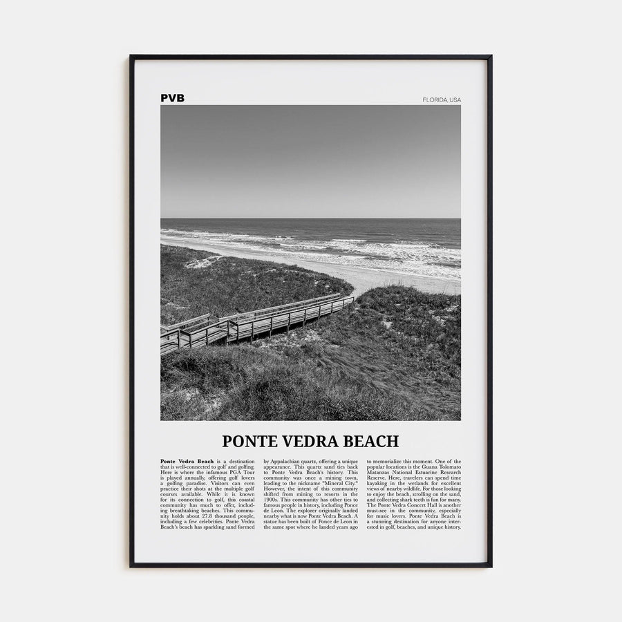 Ponte Vedra Beach Poster None / 8x12 in Nbourhood Travel B&W Poster