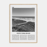 Ponte Vedra Beach Poster Natural Wood / 8x12 in Nbourhood Travel B&W Poster