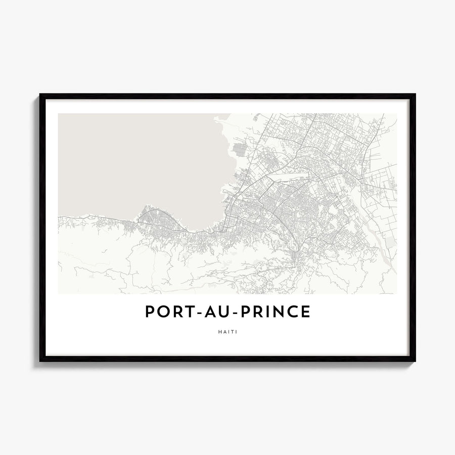 Port-au-Prince Map Poster, framed poster mockup