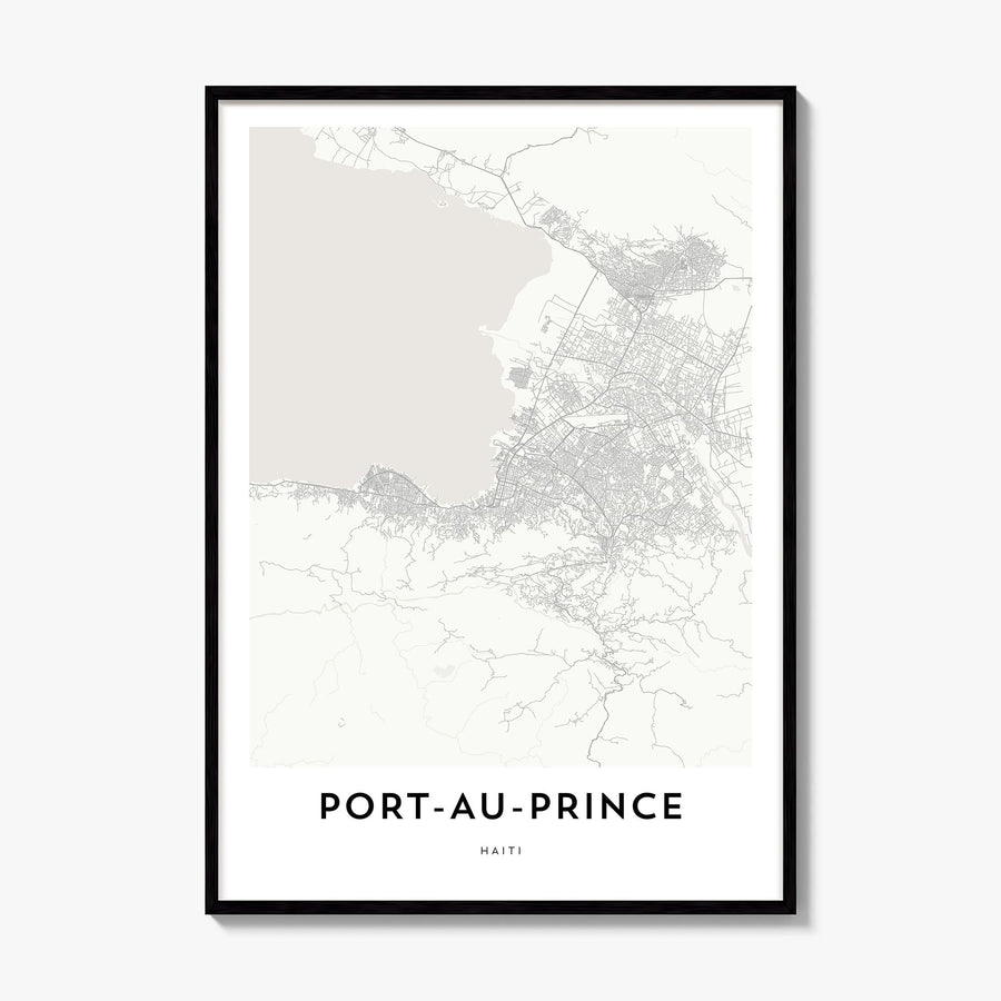 Port-au-Prince Map Poster, framed poster mockup