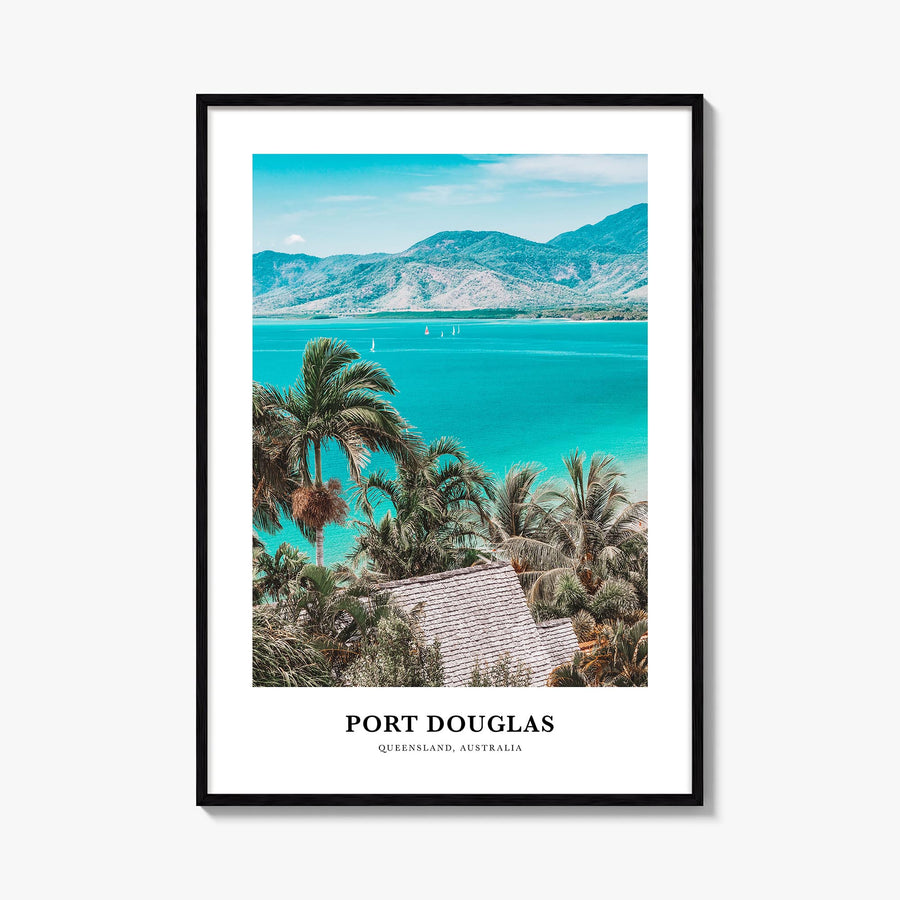 Port Douglas colorful classic poster of Queensland, Australia – vertical wall art, unframed print shown in interior mockup