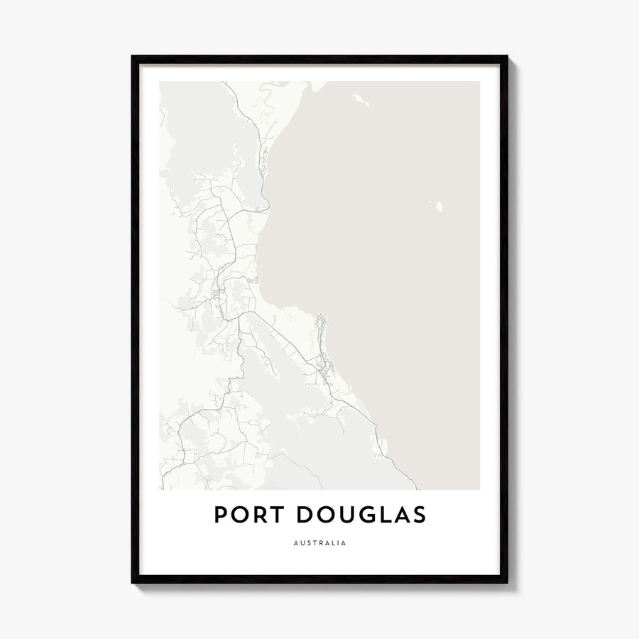 Port Douglas Map Poster, framed poster mockup