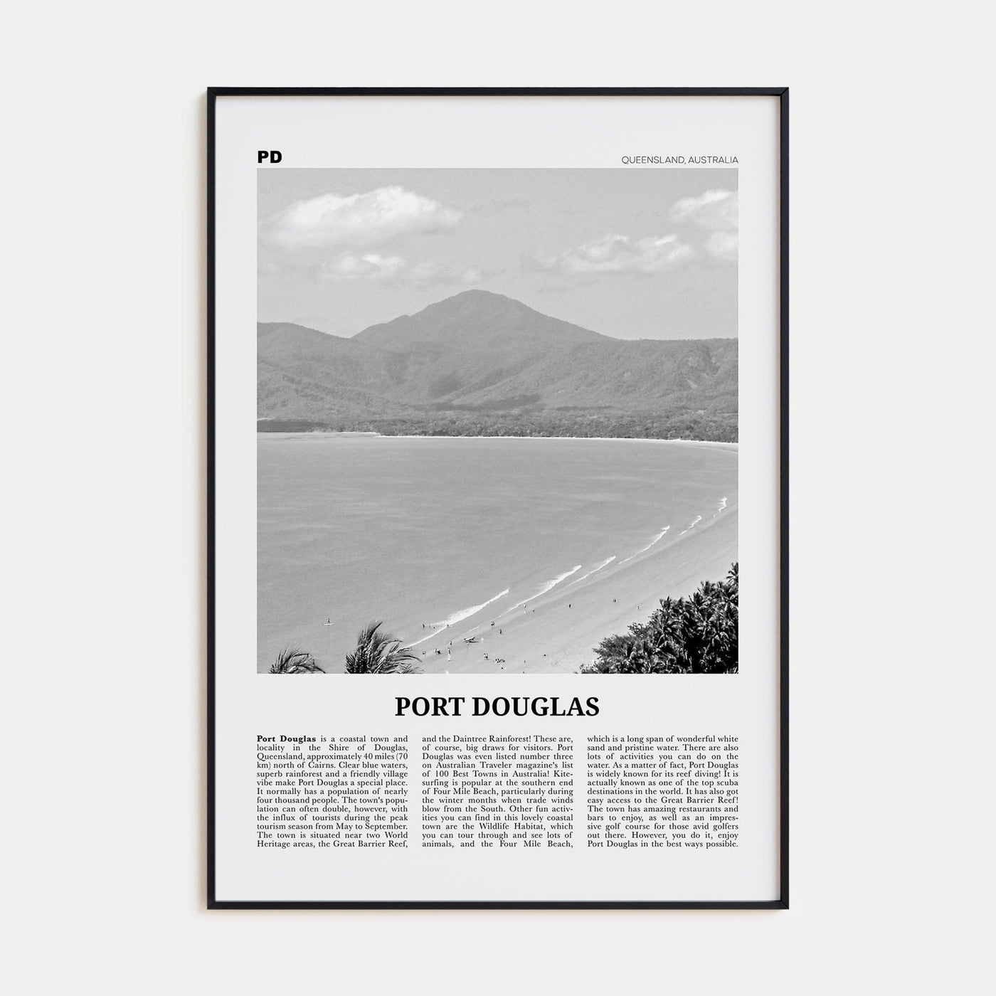 Port Douglas Poster None / 8x12 in Nbourhood Travel B&W Poster