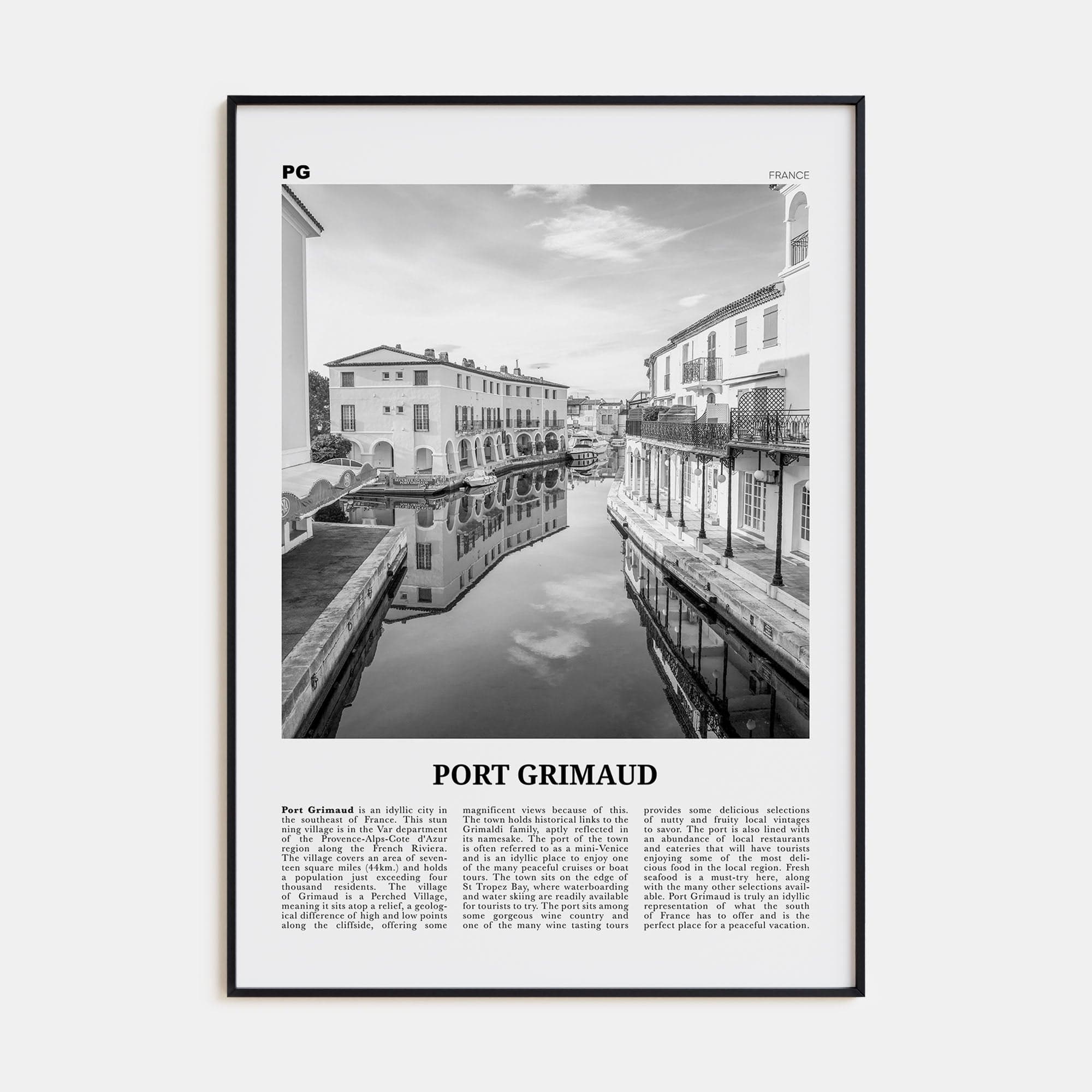 Port Grimaud Poster None / 8x12 in Nbourhood Travel B&W Poster