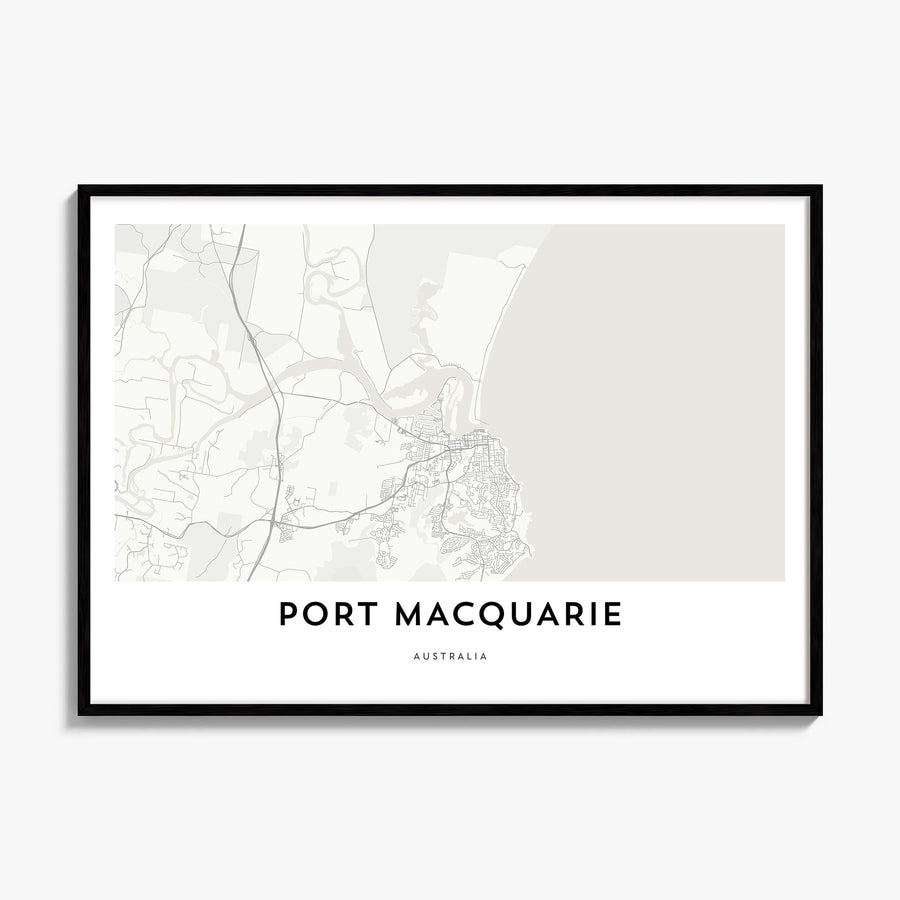 Port Macquarie Map Poster, framed poster mockup