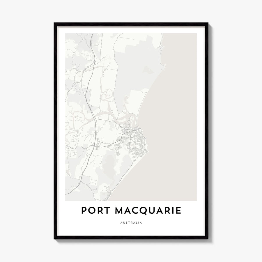 Port Macquarie Map Poster, framed poster mockup