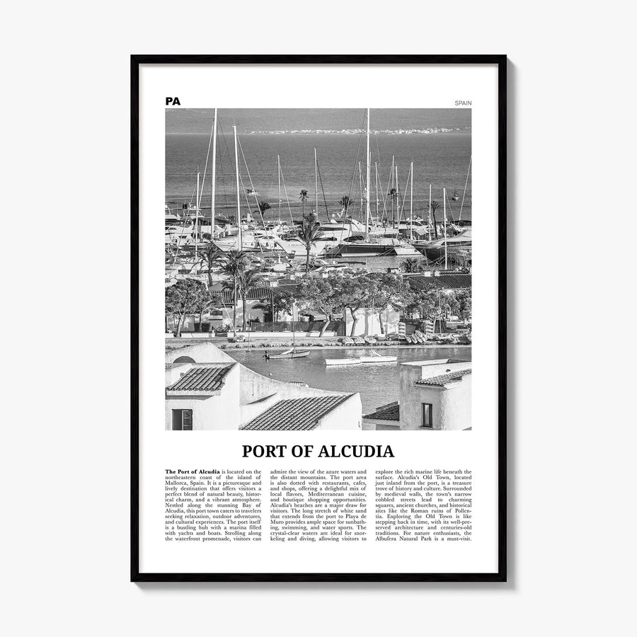 Port of Alcudia Newspaper Poster, framed poster mockup
