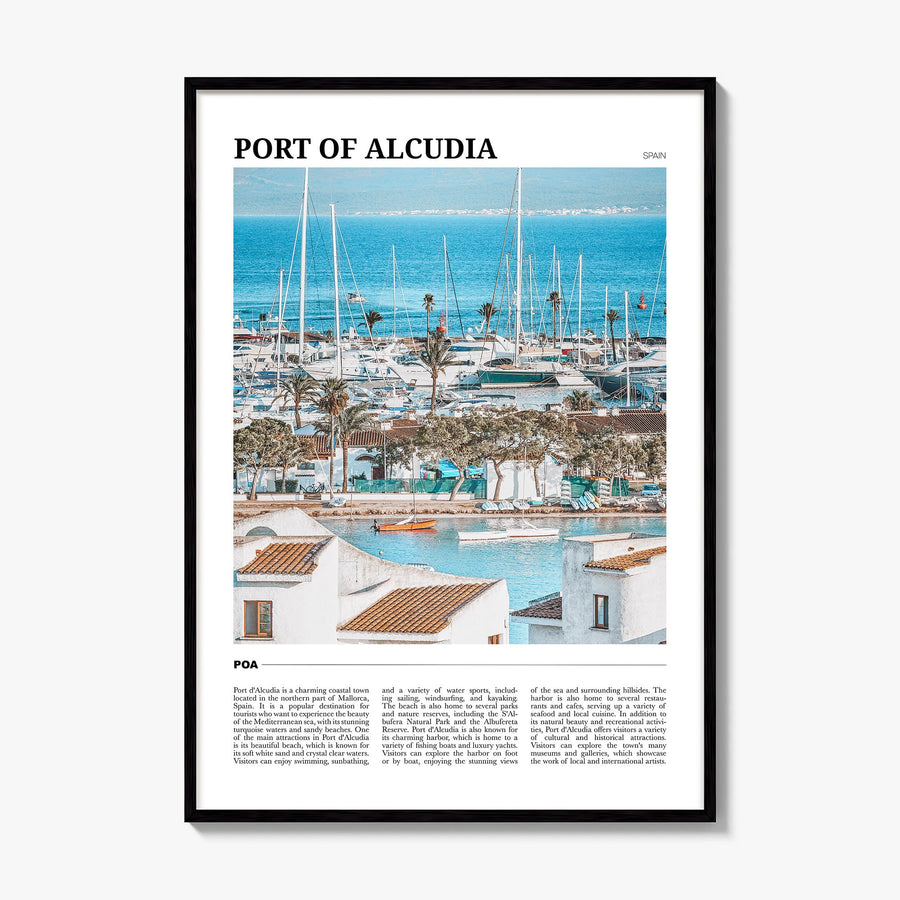 Port of Alcudia Travel Poster, framed poster mockup