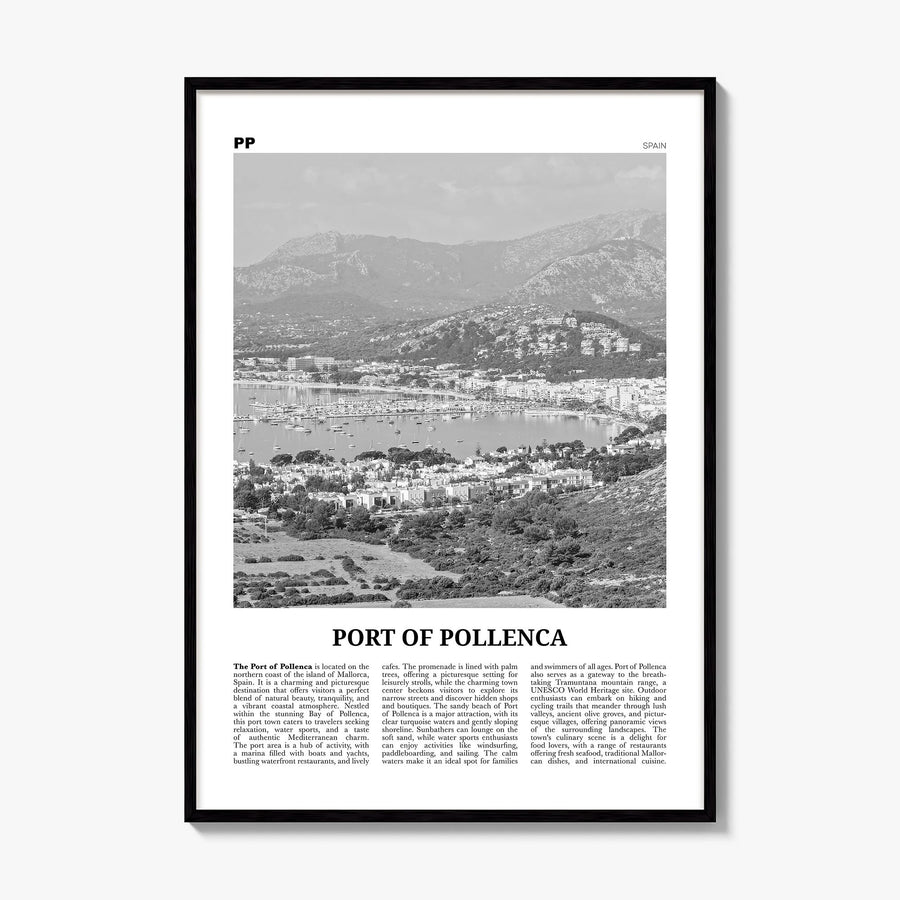 Port of Pollenca Newspaper Poster, framed poster mockup