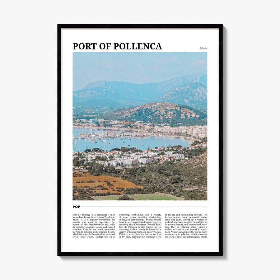 Port of Pollenca Travel Poster, framed poster mockup