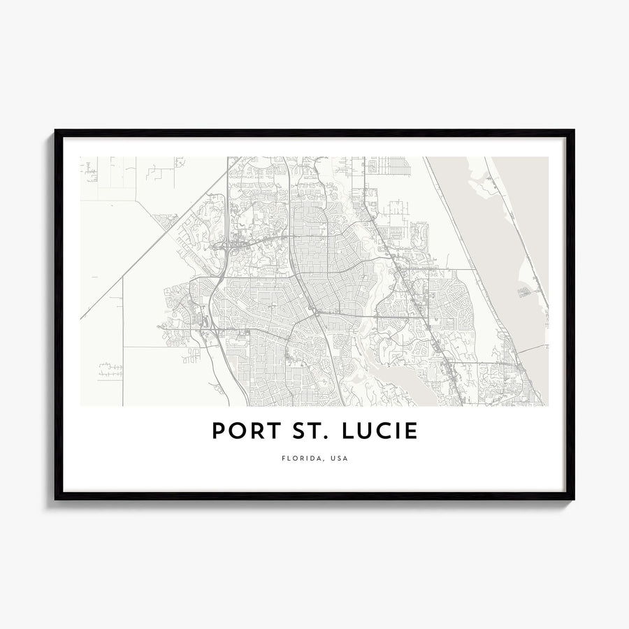 Port St. Lucie Map Poster, framed poster mockup