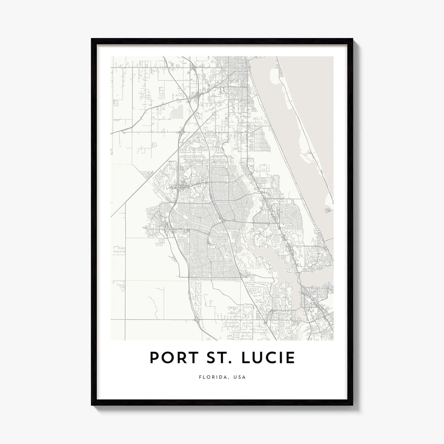 Port St. Lucie Map Poster, framed poster mockup