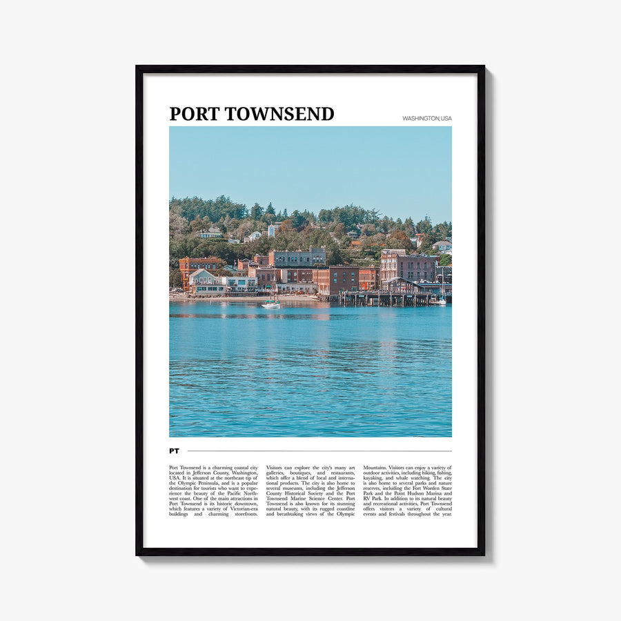 Port Townsend colorful travel poster of Washington, USA – vertical wall art, unframed print shown in interior mockup