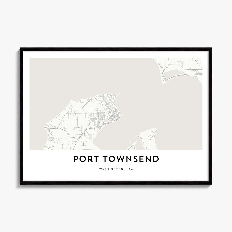 Port Townsend Map Poster, framed poster mockup