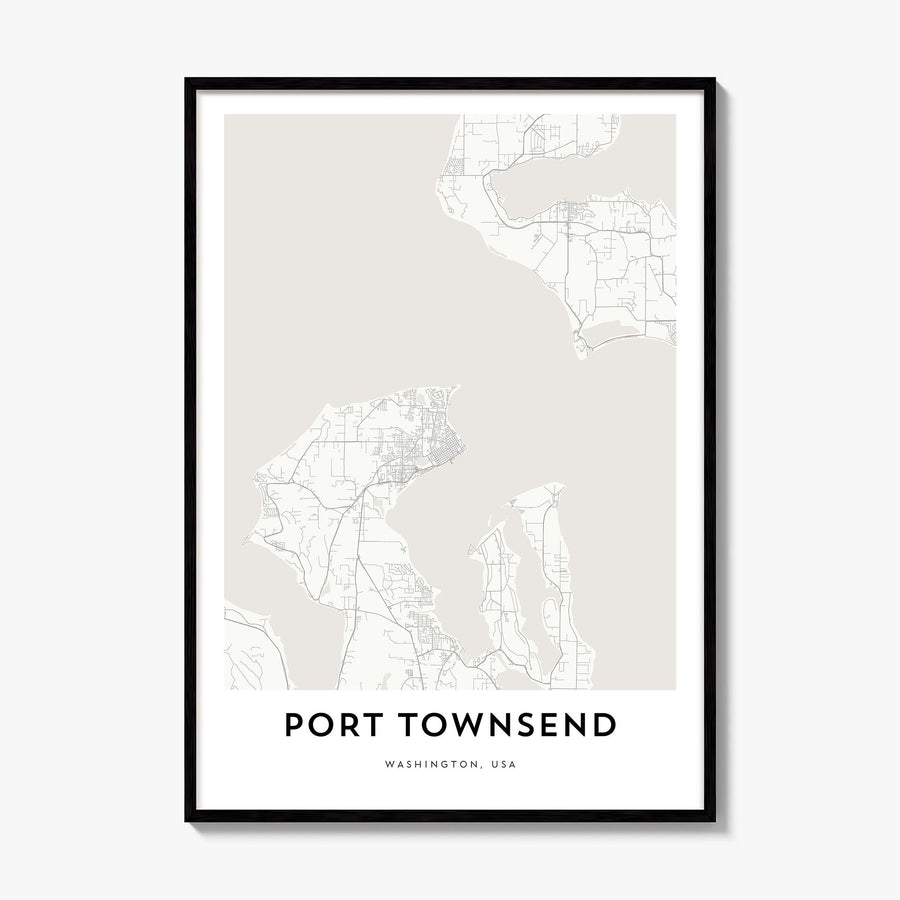 Port Townsend Map Poster, framed poster mockup