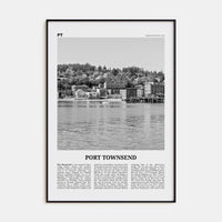 Port Townsend Poster Black Metal / 8x12 in Nbourhood Travel B&W Poster