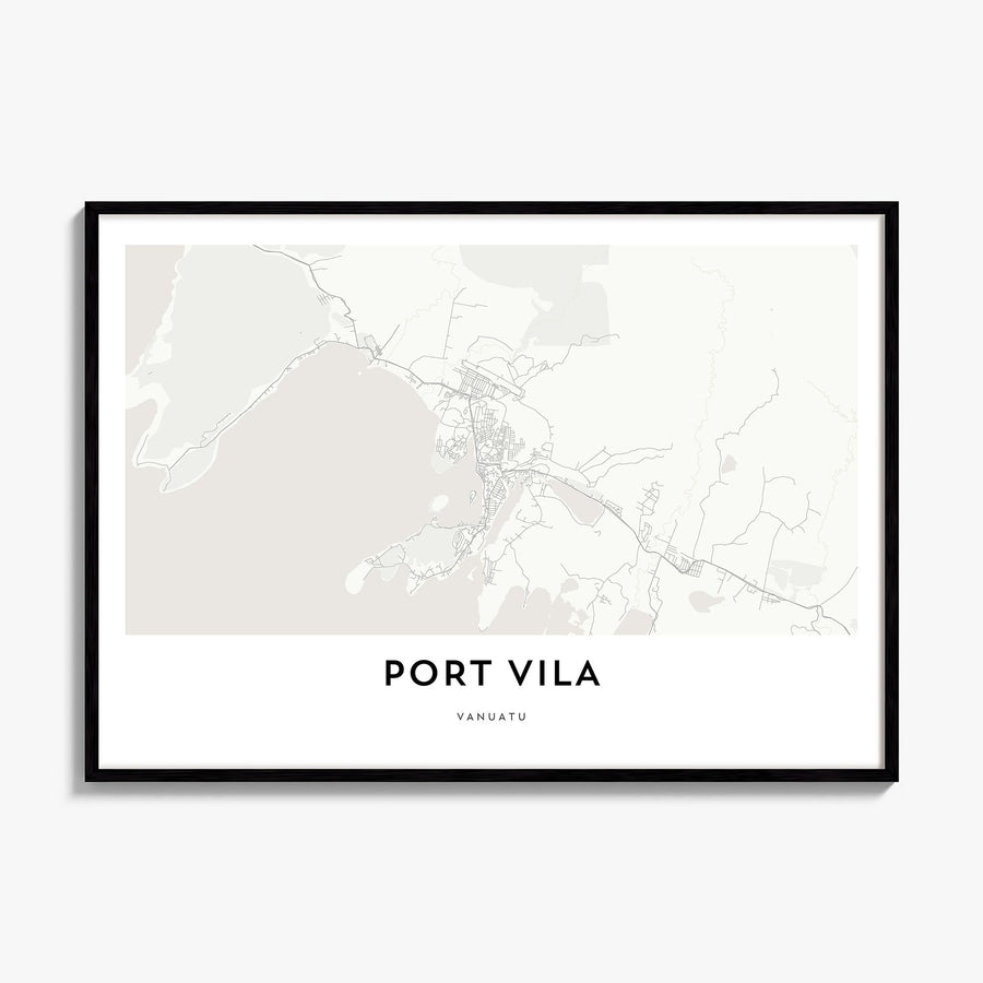 Port Vila Map Poster, framed poster mockup