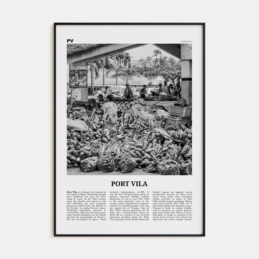 Port Vila Poster Black Metal / 8x12 in Nbourhood Travel B&W Poster