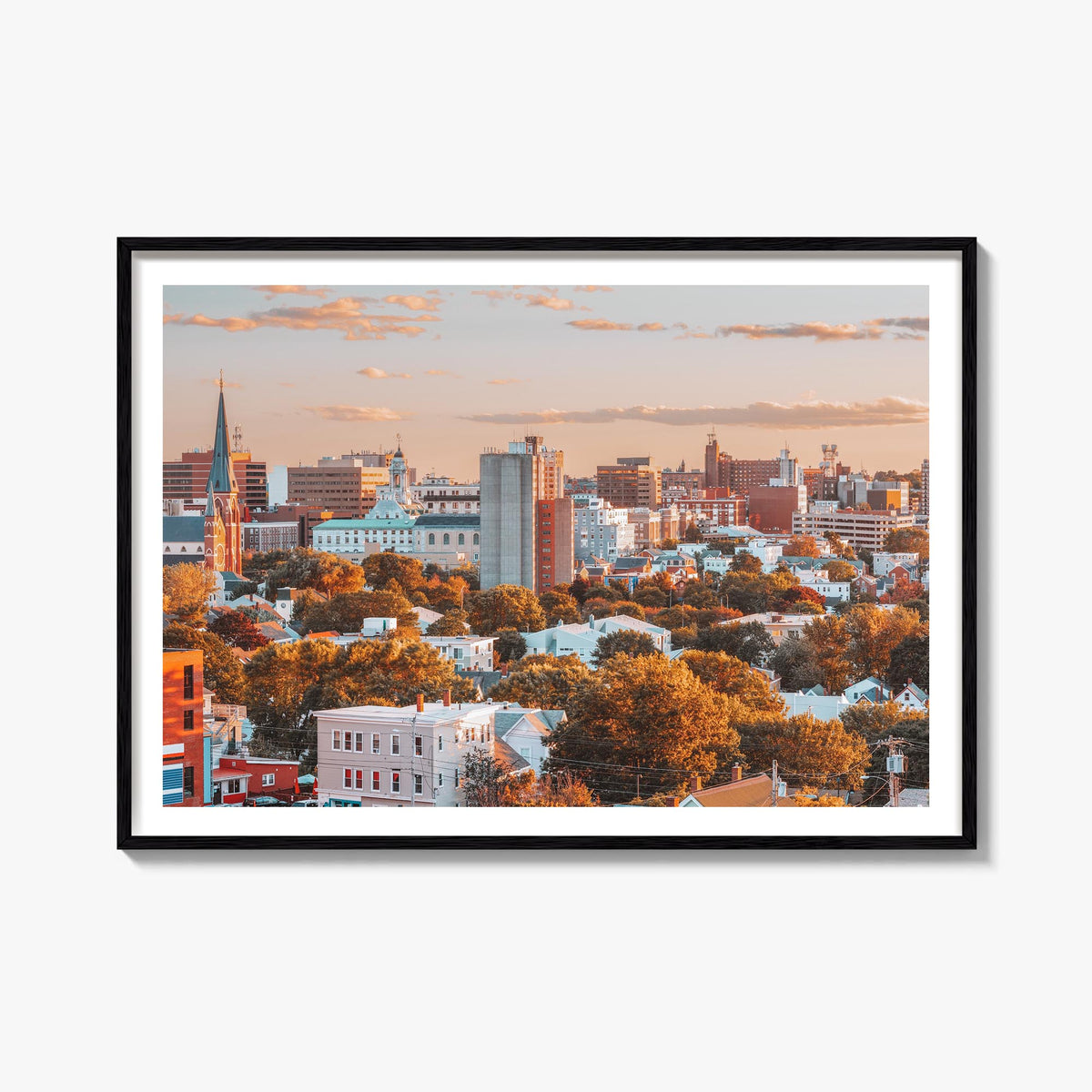 Portland, Maine colorful photo poster of Maine, USA – horizontal wall art, unframed print shown in interior mockup