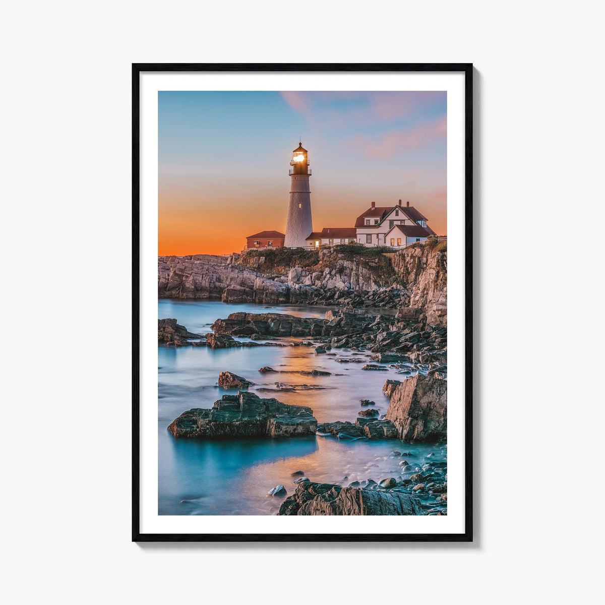 Portland, Maine no. 2 colorful photo poster of Maine, USA – vertical wall art, unframed print shown in interior mockup