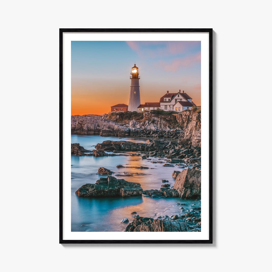Portland, Maine no. 2 colorful photo poster of Maine, USA – vertical wall art, unframed print shown in interior mockup