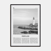 Portland, Maine Poster Black Wood / 8x12 in Nbourhood Travel B&W Poster