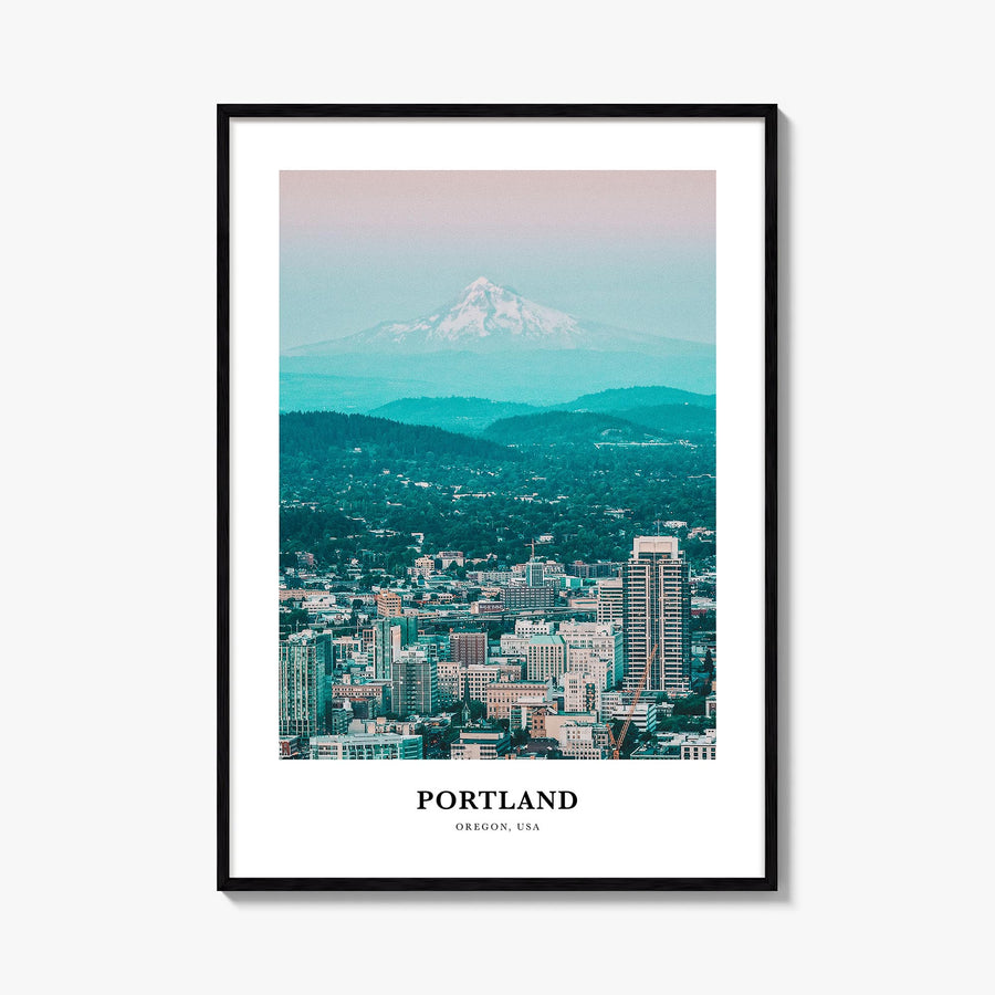 Portland, Oregon no. 1 colorful classic poster of Oregon, USA – vertical wall art, unframed print shown in interior mockup