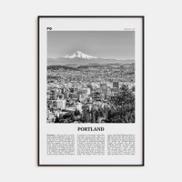 Portland, Oregon No 1 Poster Black Metal / 8x12 in Nbourhood Travel B&W Poster