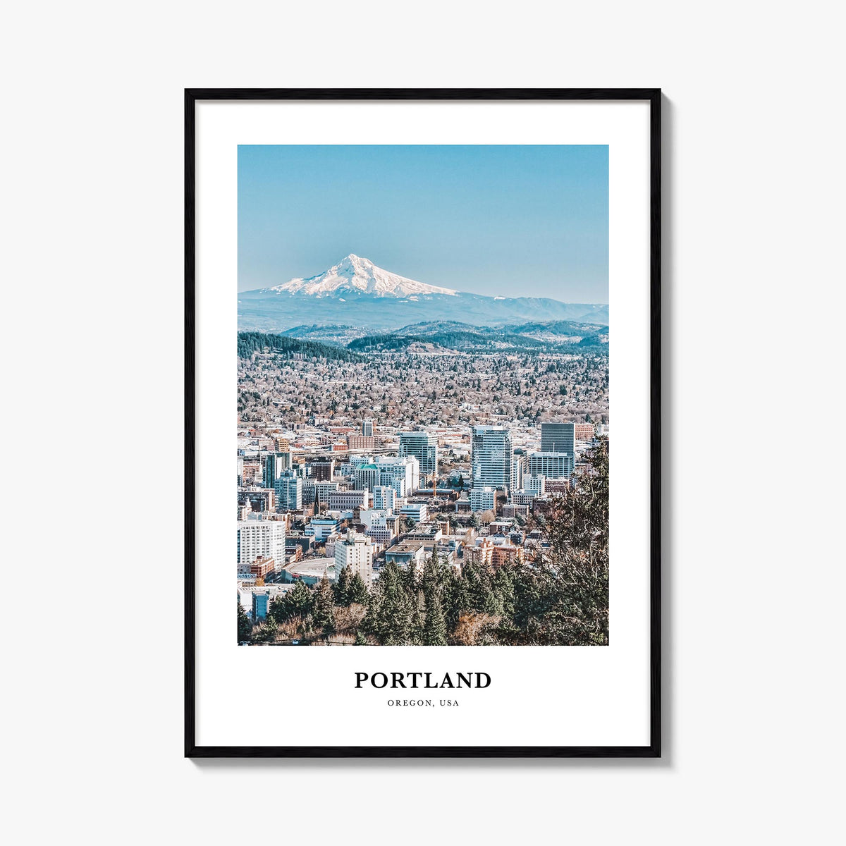 Portland, Oregon no. 2 colorful classic poster of Oregon, USA – vertical wall art, unframed print shown in interior mockup