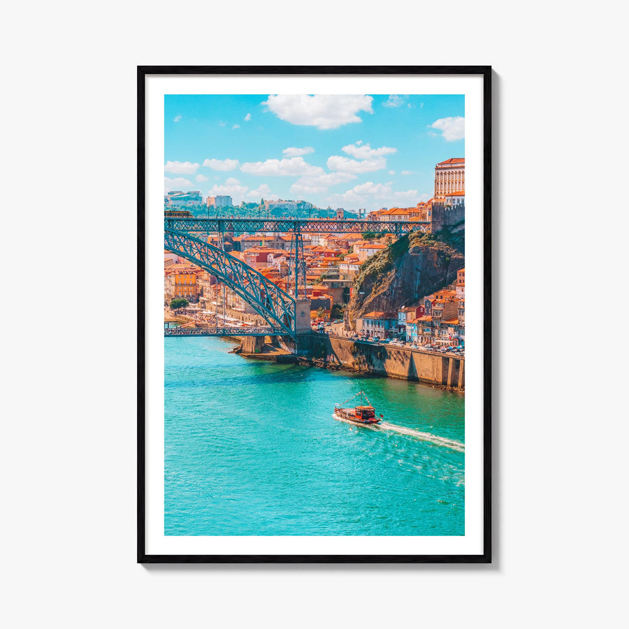 Porto colorful photo poster of Portugal – vertical wall art, unframed print shown in interior mockup