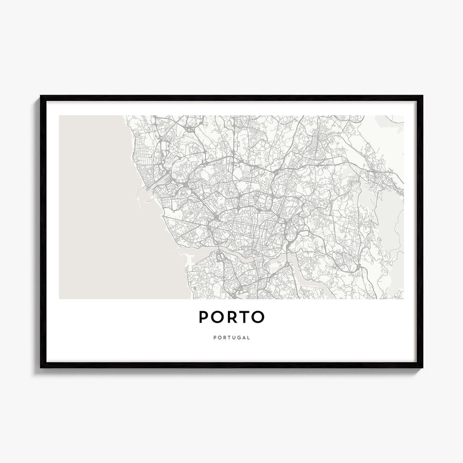 Porto Map Poster, framed poster mockup