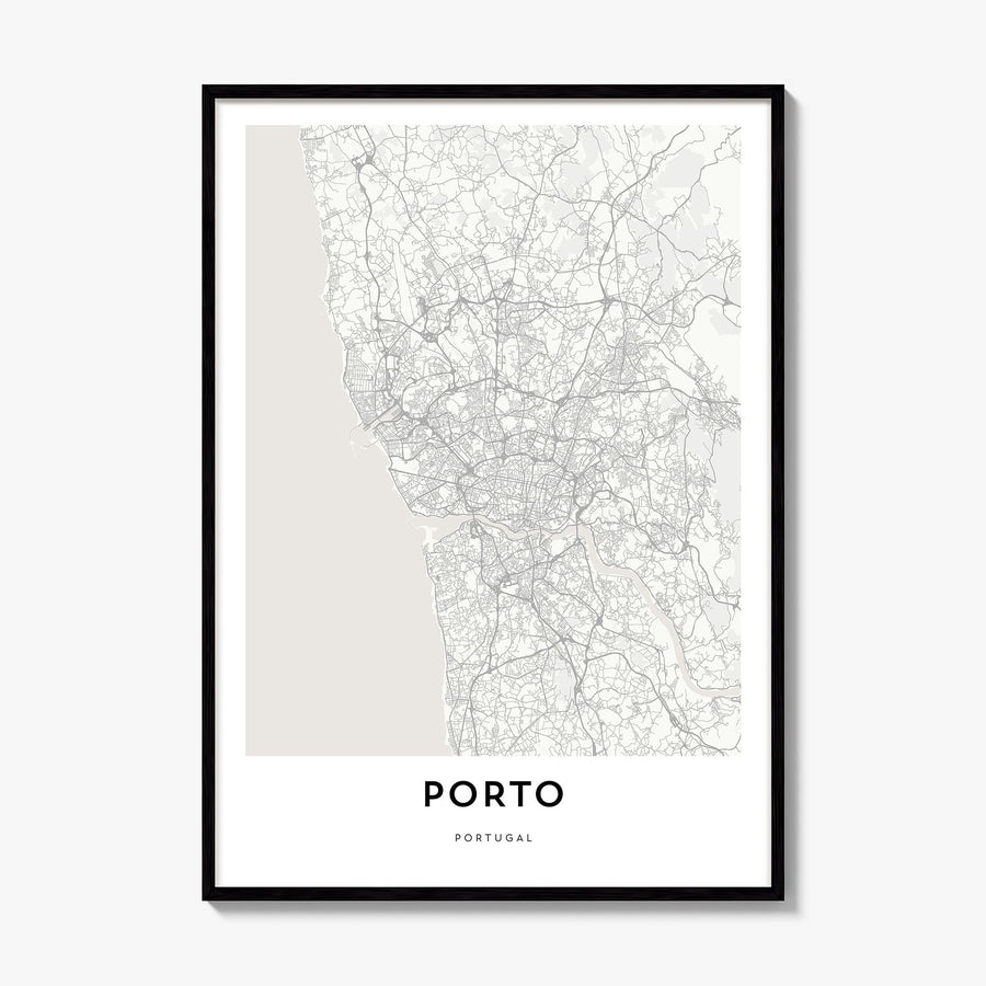 Porto Map Poster, framed poster mockup