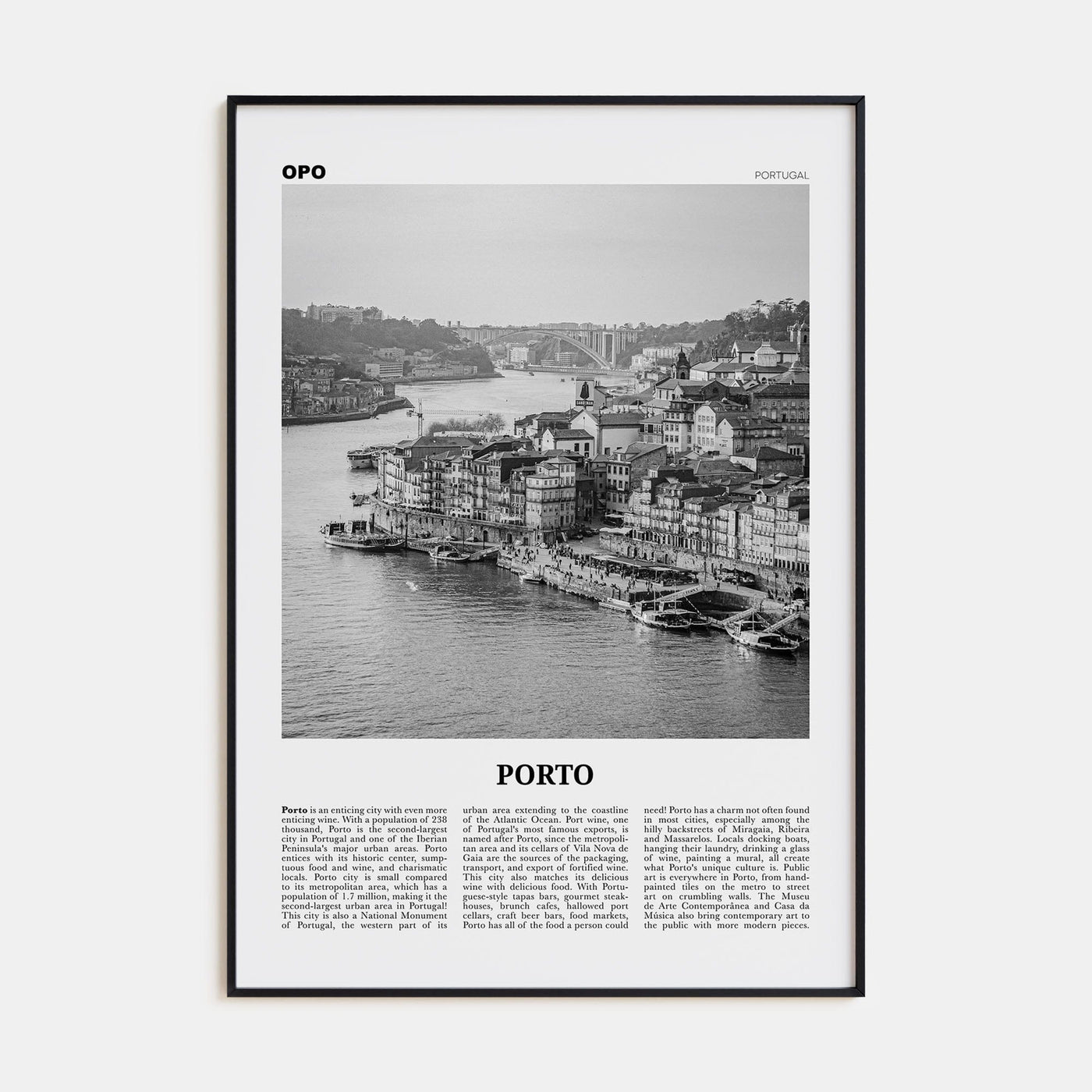 Porto Poster Black Metal / 8x12 in Nbourhood Travel B&W Poster