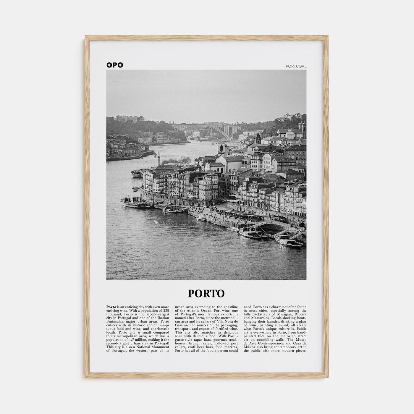 Porto Poster Natural Wood / 8x12 in Nbourhood Travel B&W Poster