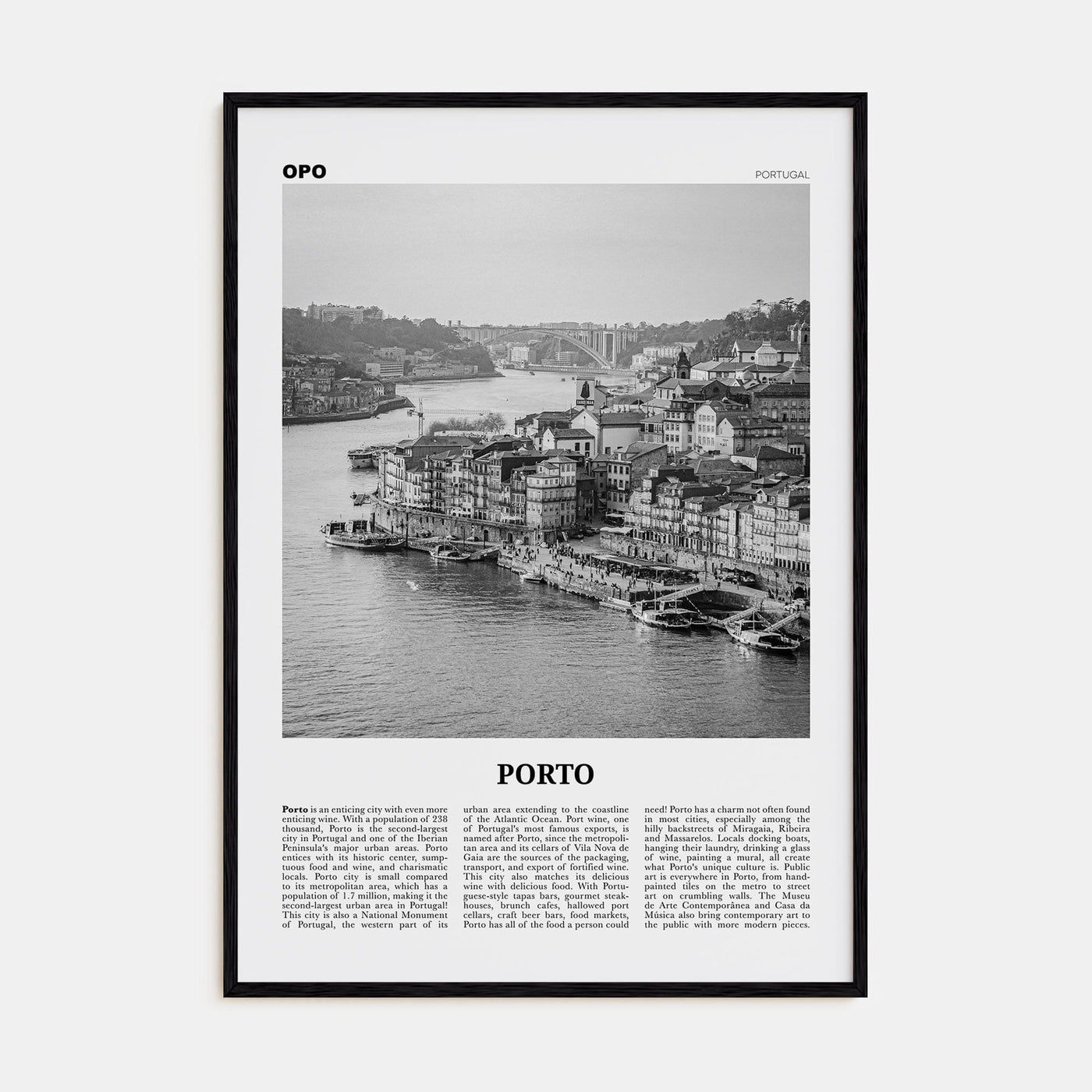 Porto Poster Black Wood / 8x12 in Nbourhood Travel B&W Poster