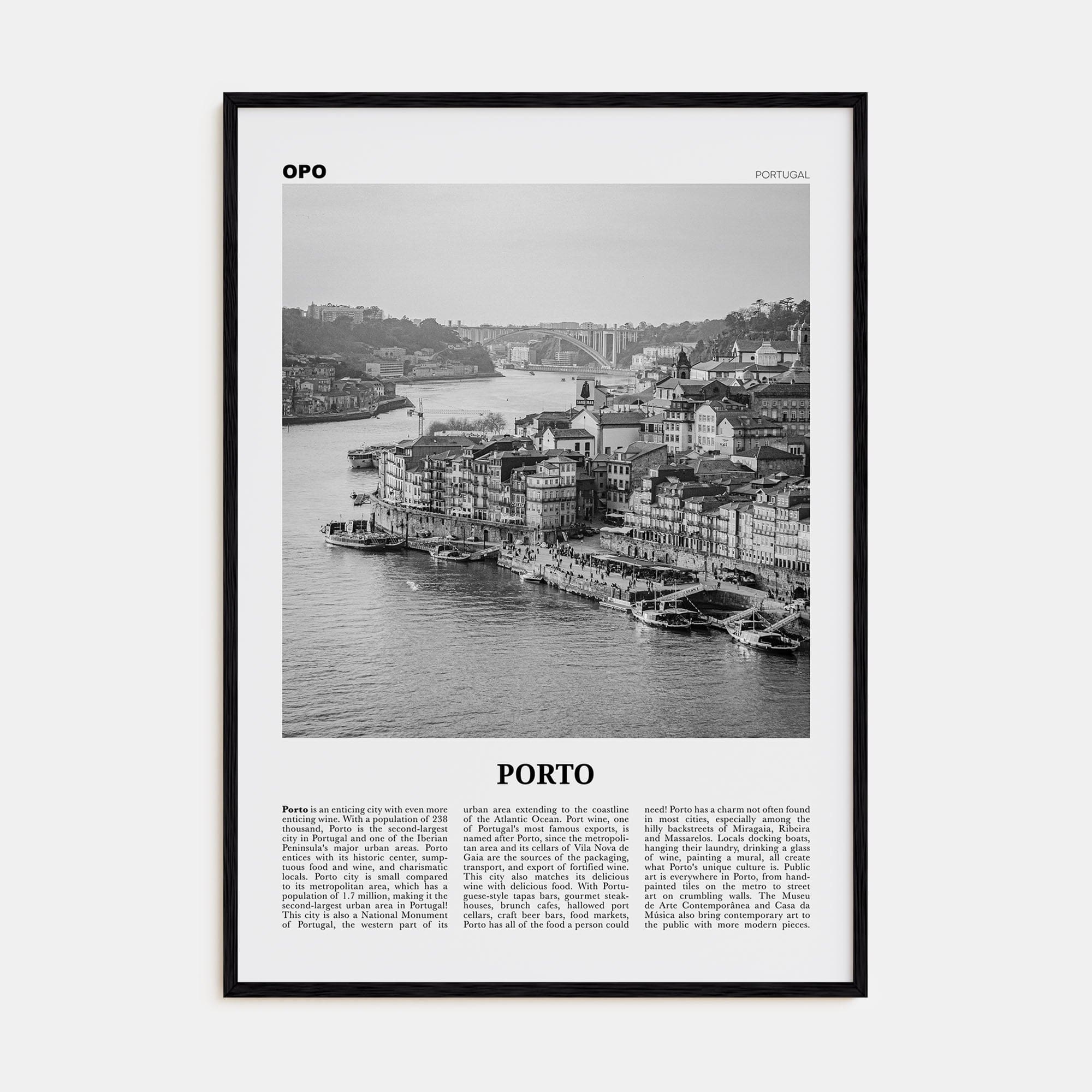 Porto Poster Black Wood / 8x12 in Nbourhood Travel B&W Poster