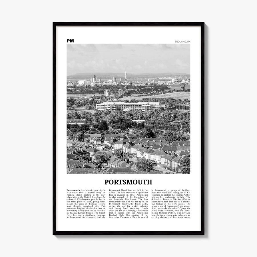 Portsmouth, England Newspaper No 2 Poster, framed poster mockup
