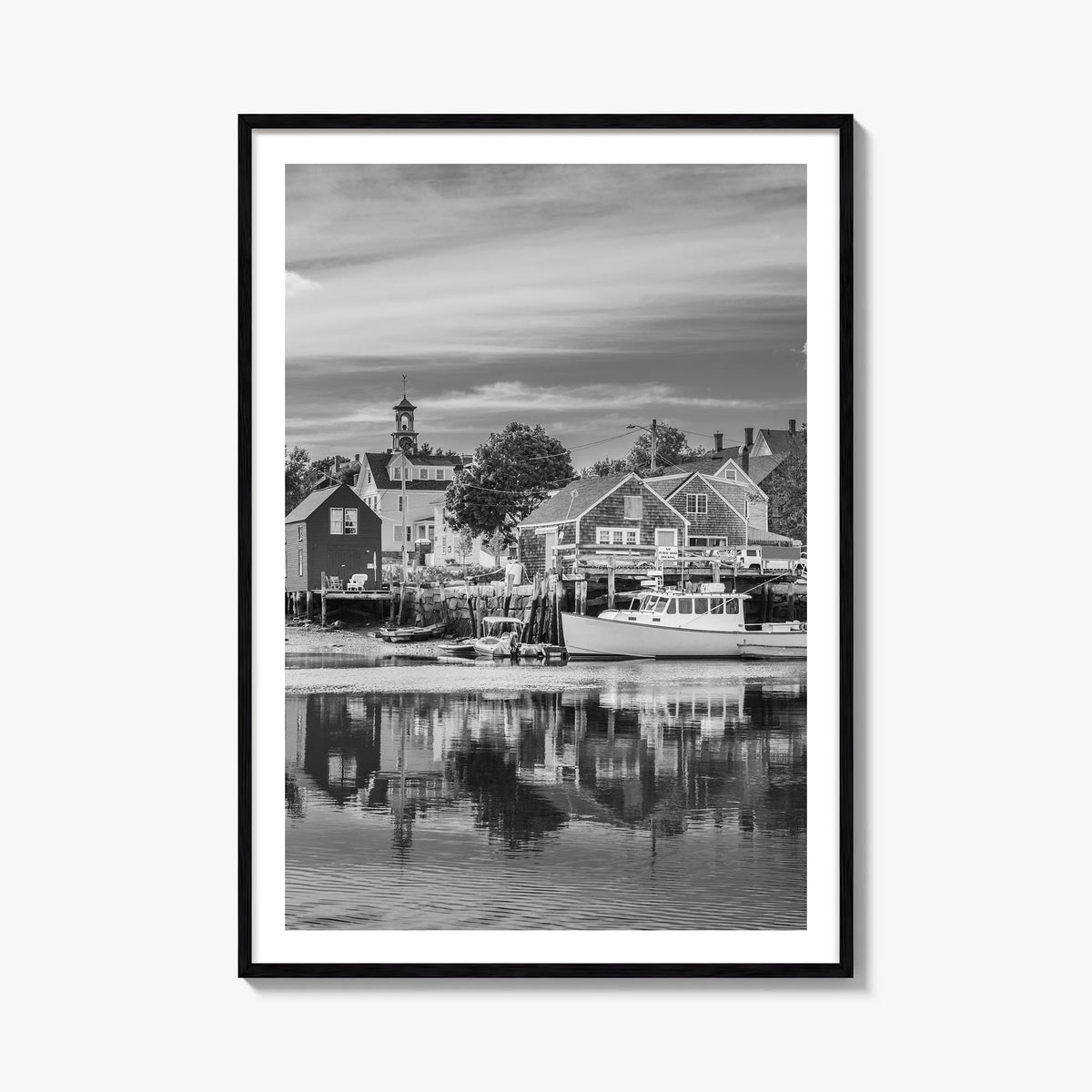 Portsmouth, New Hampshire black & white photo poster of New Hampshire, USA – vertical wall art, unframed print shown in inter